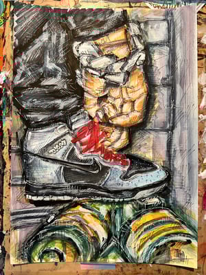 I ROCK MY DOOM DUNKS WITH RED LACES / ORIGINAL ARTWORK ON PAPER - 12x18"