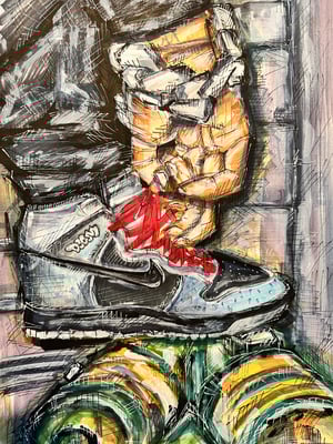 I ROCK MY DOOM DUNKS WITH RED LACES / ORIGINAL ARTWORK ON PAPER - 12x18"