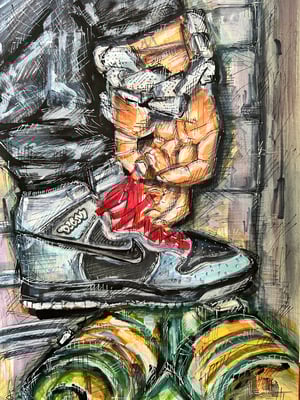 I ROCK MY DOOM DUNKS WITH RED LACES / ORIGINAL ARTWORK ON PAPER - 12x18"