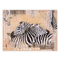 Image 1 of Paper Art Print - "Couple de zèbres"