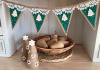 Image 1 of #3 GREEN Rustic Christmas Bunting - 10 Flags 