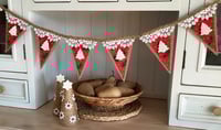 Image 2 of #4 RED Rustic Christmas Bunting - 10 Flags