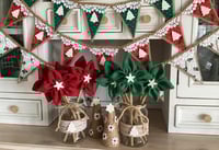 Image 3 of #4 RED Rustic Christmas Bunting - 10 Flags