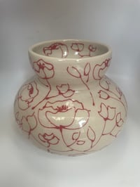 Image 1 of Red and white stoneware vase 