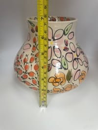 Image 2 of Colourful floral stoneware vase 