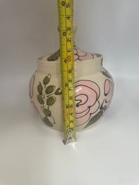 Image 2 of Pink roses lidded stoneware jar 