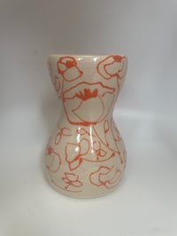 Image 1 of Stoneware orange and white bud vase 