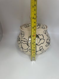 Image 2 of Black and white stoneware lidded jar 