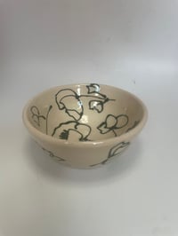 Image 1 of Small dark green and white stoneware dish 
