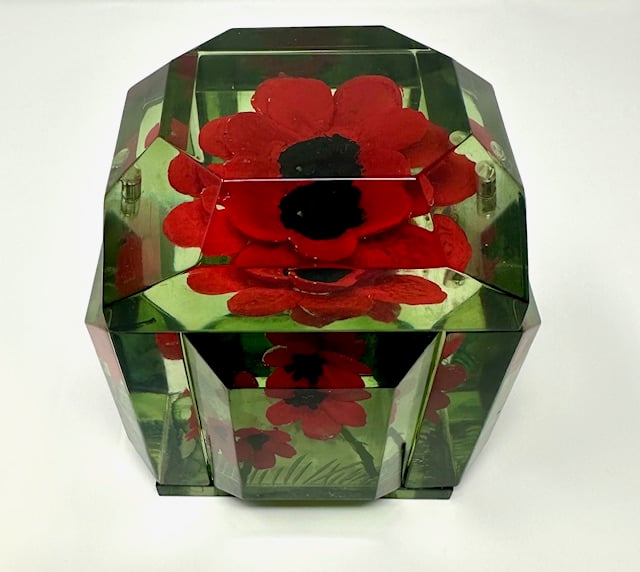 Image of Lucite Box Classic Petite- Hand Carved & Painted Poppies - back in stock!