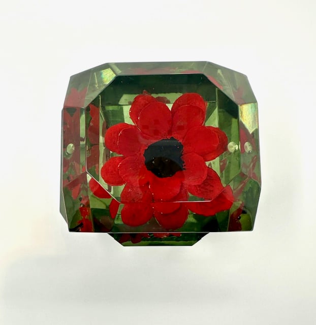 Image of Lucite Box Classic Petite- Hand Carved & Painted Poppies - back in stock!