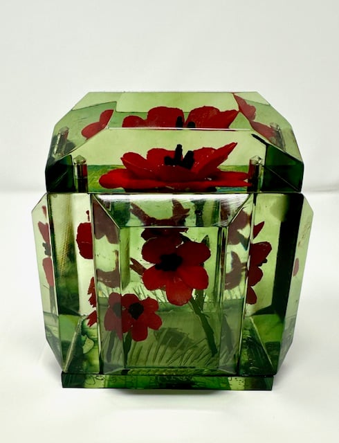 Image of Lucite Box Classic Petite- Hand Carved & Painted Poppies - back in stock!