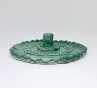 Image 3 of dark green floral incense holder