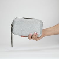 Image 1 of Nina Bellaria Geometric Minaudiere Bag / Clutch with Tassle - Silver
