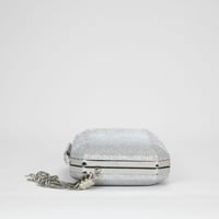 Image 7 of Nina Bellaria Geometric Minaudiere Bag / Clutch with Tassle - Silver