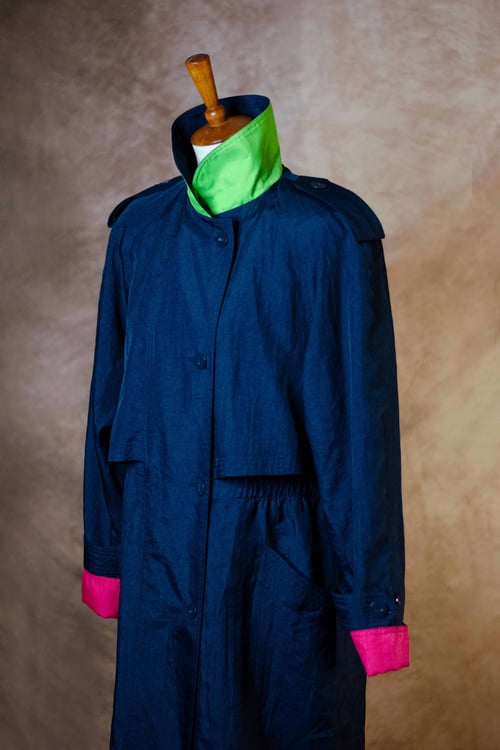 Image of Vintage Gallerie Navy Color Block Trench