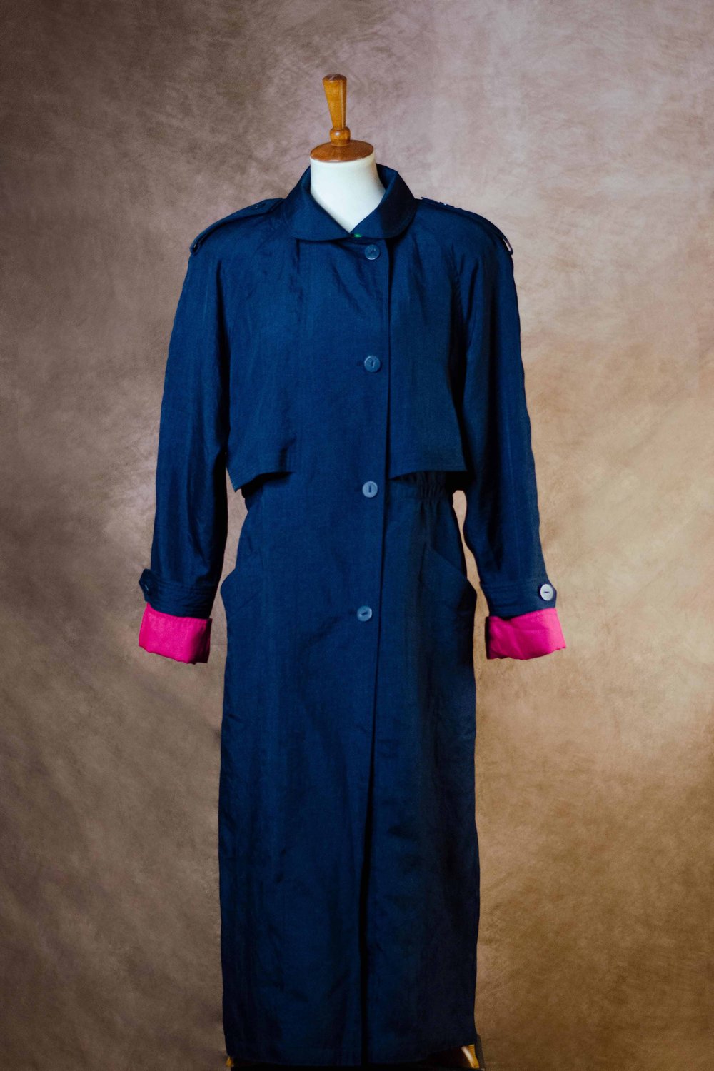 Image of Vintage Gallerie Navy Color Block Trench