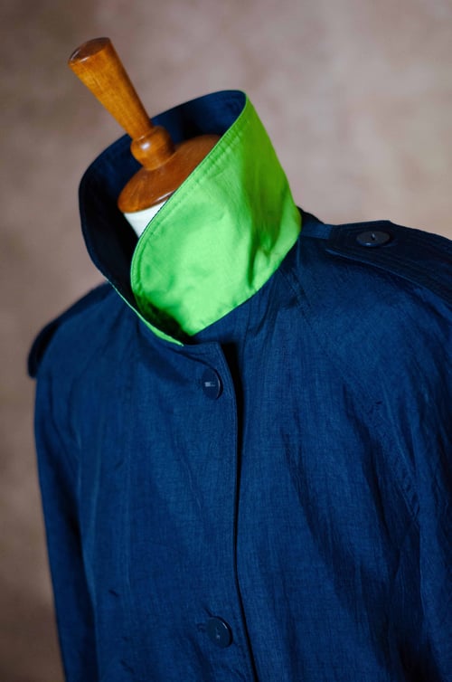 Image of Vintage Gallerie Navy Color Block Trench