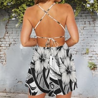 Image 1 of Women's Backless Mini Dress- Hibiscus Tribal