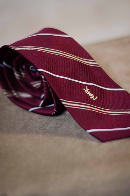 Image of Vintage YSL Striped Necktie