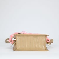 Image 5 of Like Dreams Kenzie Chain Croc Faux Leather Mini Crossbody Bag - Nude