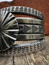 Image 5 of WL&A Handmade Ingot Natural Gem Grade Montezuma Royston Ribbon Sunrise Cuff - Size 7 to 7.5" Wrist 