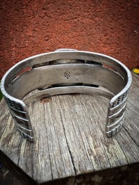 Image 8 of WL&A Handmade Ingot Natural Gem Grade Montezuma Royston Ribbon Sunrise Cuff - Size 7 to 7.5" Wrist 