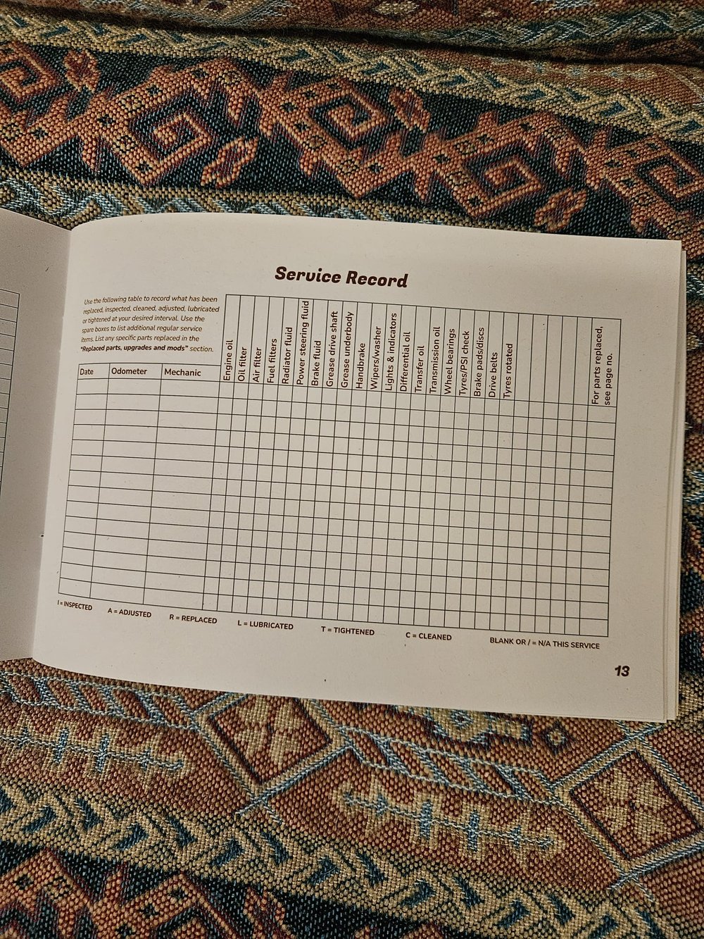 Image of Troopy Gear Service History and Maintenance Logbook