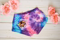 Image 1 of Tie Dye Space Cat Shorts Kitten Diaper Cover Baby Girl’s Size 18 Months 