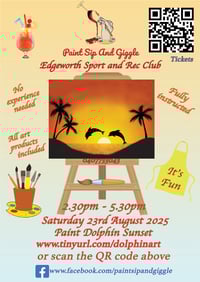 Image 2 of Paint Dolphin Sunset at Edgeworth Sport and Rec Club Saturday 23rd August 2.30pm
