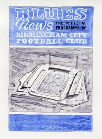 Image 1 of Personalised Retro Birmingham City FC Programme Watercolour Print