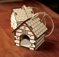 Set of 5,  Dog House Ornaments