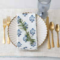 Image 3 of Cottage Floral Handcrafted Block Print Napkins (Set of 4)