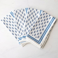 Image 4 of Lake Blue Handcrafted Block Print Napkins (Set of 4)