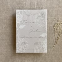 Image 2 of Hydrangea print white translucent vellum overlays for 5x7 inches cards PACK of 10