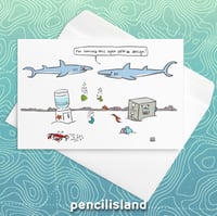 Image 2 of Open Office Sharks Glossy 4x6 Card Envelope Included