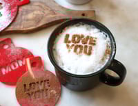 Image 1 of Set of 10, "LOVE YOU" drink stencil with greeting cards