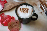 Image 4 of Set of 10, "LOVE YOU" drink stencil with greeting cards