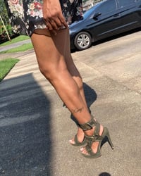 Image 1 of "Shoelicious" Strappy Wine and Olive Color Heels