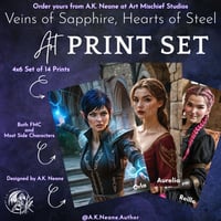 Image 1 of 🌟 14-Piece Character Art Print Set – Veins of Sapphire, Hearts of Steel