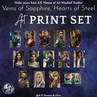 Image 2 of 🌟 14-Piece Character Art Print Set – Veins of Sapphire, Hearts of Steel