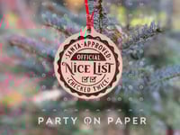 Image 3 of Set of 5, "Nice List" Ornament, 5x7 Greeting Card