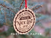 Image 4 of Set of 5, "Nice List" Ornament, 5x7 Greeting Card