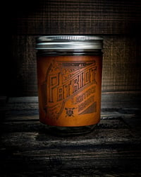 Image 1 of Leather-Wrapped Mason Jar Glassware