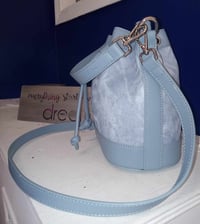 Image 2 of Leather and Denim Bucket Bag 