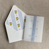 Image 2 of Blue lemon printed vellum wrap for 5x7 cards + Envelope liners for A7 cards PACK of 10