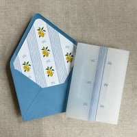 Image 4 of Blue lemon printed vellum wrap for 5x7 cards + Envelope liners for A7 cards PACK of 10