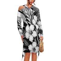Image 1 of Women's Hibiscus One side Open Hooded Dress