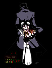 ART PRINT- ZOMBIE SHARK BEAR MIRAI AND BILLY 8"x10"