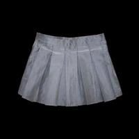 Gunmetal Pleated Mini Skirt 